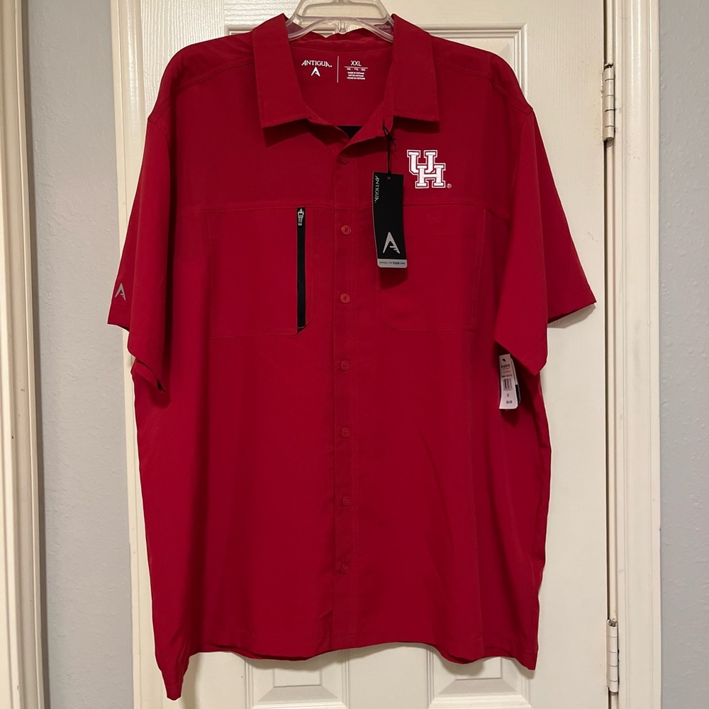 Antigua University of Houston Red Short Sleeve Shirt